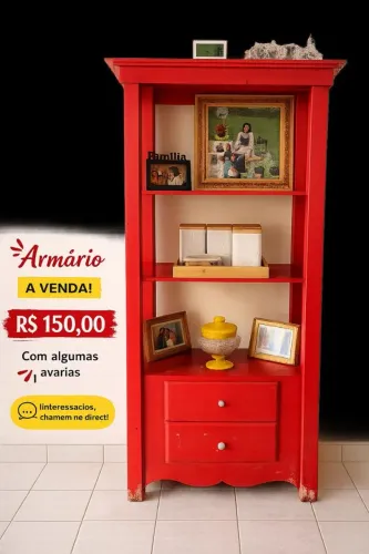 Armário decorativo vermelho a venda