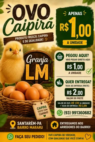 Ovos caipira R$ 1,00