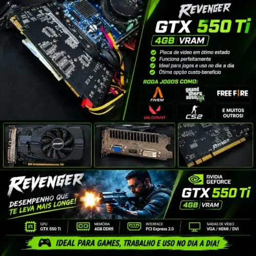 GTX 550 Ti 4GB ? Placa de Vídeo para PC Gamer ? VGA/HDMI/DVI