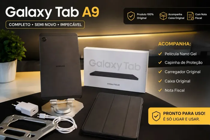 Galaxy Tab A9 Impecável Completo c/ Nota Fiscal