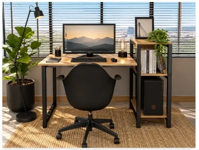 Mesa de Escritório Desktop Work: L95cm x P40cm x A74cm. Via WhatsApp