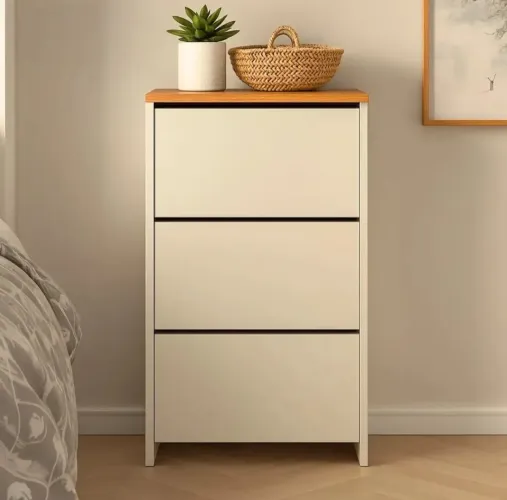 Sapateira Com 3 Portas Guarda Sapato Organizador Off White