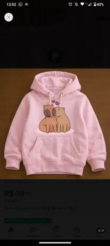Moletom canguru Rosa 