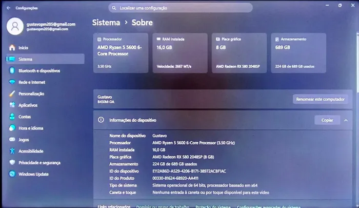 ? PC GAMER COMPLETO - RYZEN 5 5600 + RX 580 8GB ?