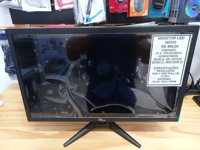 Monitor LED HDMI Novo 21.5 Polegadas Full HD c/ cabos caixa Garantia Parcelamos Microcerto