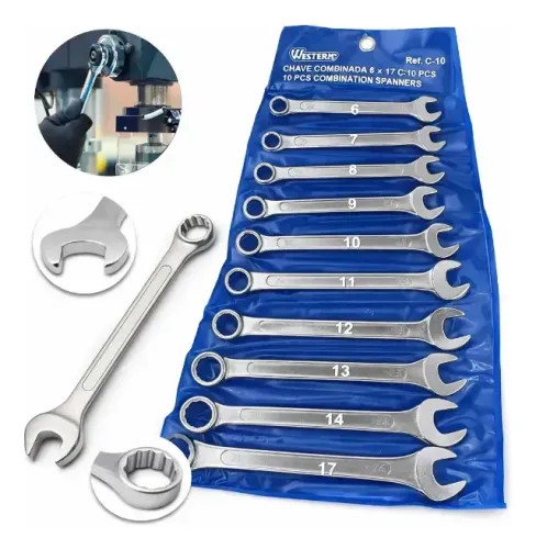 Kit Jogo De Chave Combinada 6 A 17 Mm 10 Peças Western