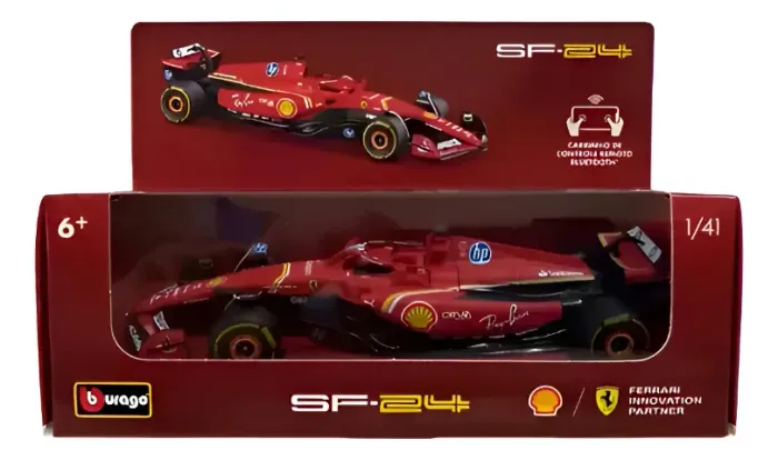 Miniatura F1 Ferrari Sf-24 Shell Racing Burago 1/41 C/remoto