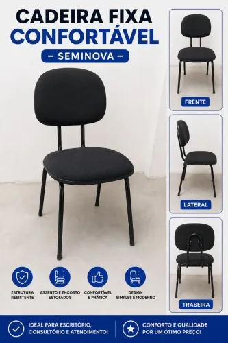 Cadeira fixa de escritório estofada- seminova