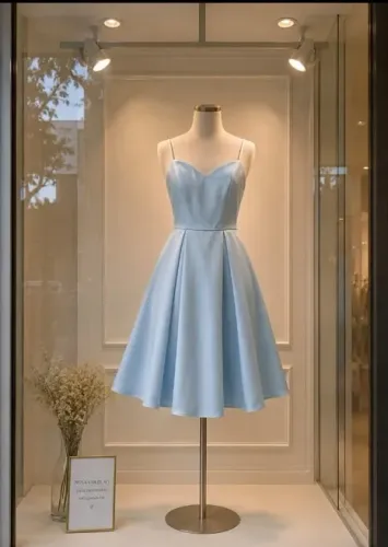 VestidoAzul Serenity Acetinado Luxo e Sofisticação