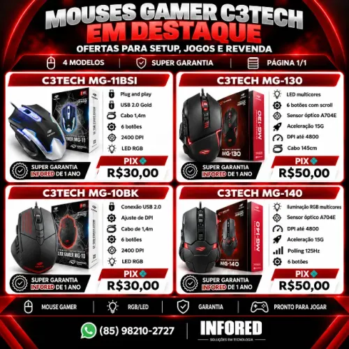 Mouses Gamer C3Tech em Destaque