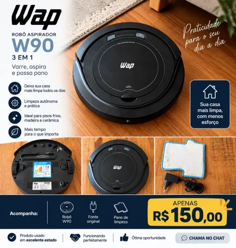 Robô Aspirador WAP W90 3 em 1