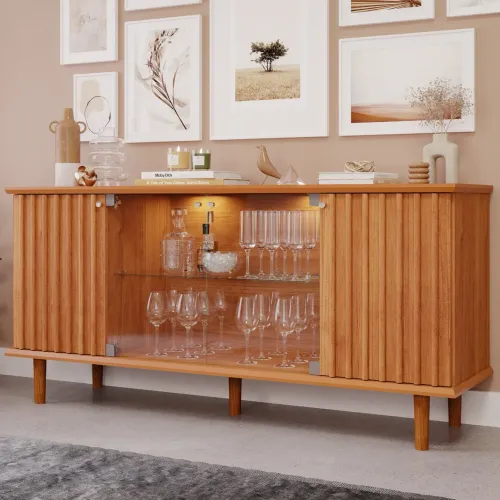 Buffet Isa Cimol 100% MDF, com tela sintética - Entrega Imediata