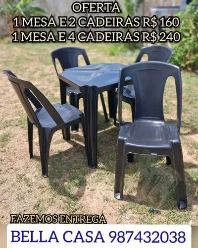 CONJUNTO DE MESA MAIS CADEIRA DE PLASTICO PARA O SEU N NEGOCIO