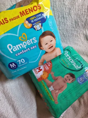 Lote fraldas descartável M Pampers personal 96 fraldas