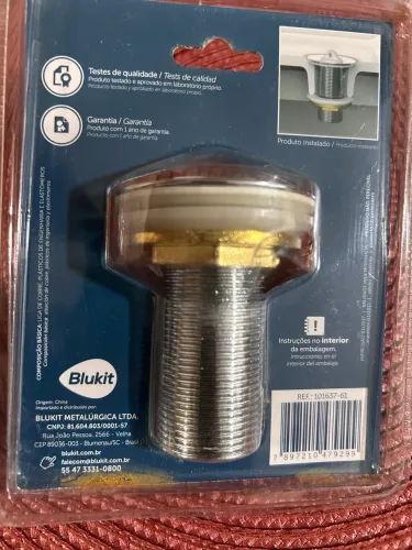 Válvula escoamento lavatório lacrado