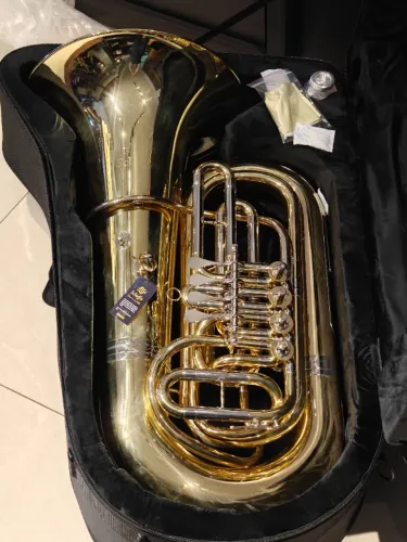 Tuba 5/4 4 Rotores Sinfônica Compacta Dourada Orquestra - Novo com garantia!