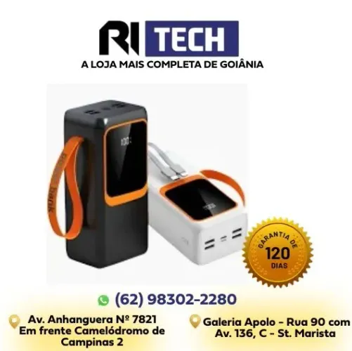 Powerbank Bateria Portátil 50.000mah LED Visor 4 Entradas USB 1 Tipo C Alça e Lanterna