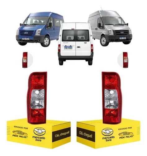 Par Lanterna Traseira Ford Transit 2008 A 2014 Van Furgão Ambos Lados Vermelho