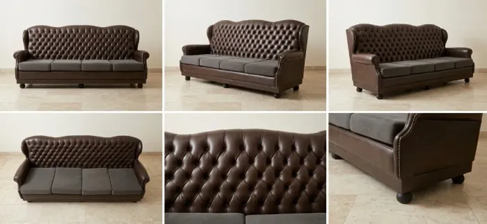 Sofá Clássico em Couro - Estilo Chesterfield - Mais de 40 Anos