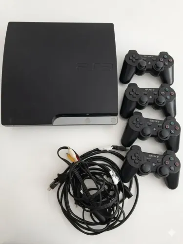 PS3 com 4 controles originais