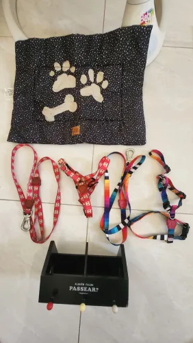 Kit duas coleiras Zee Dog + almofada + porta-coleiras de parede