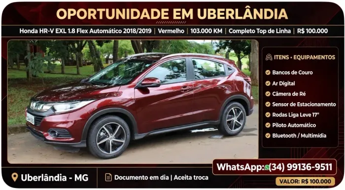 Honda HR-V EXL 1.8 Flexone 16V 5P Aut. 2019