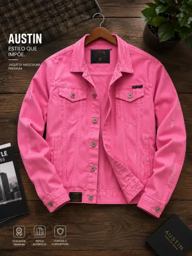 Jaqueta jeans masculina Destryed