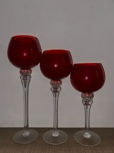Conjuntos de Cartiçais de Vidro vermelho- 3 peças