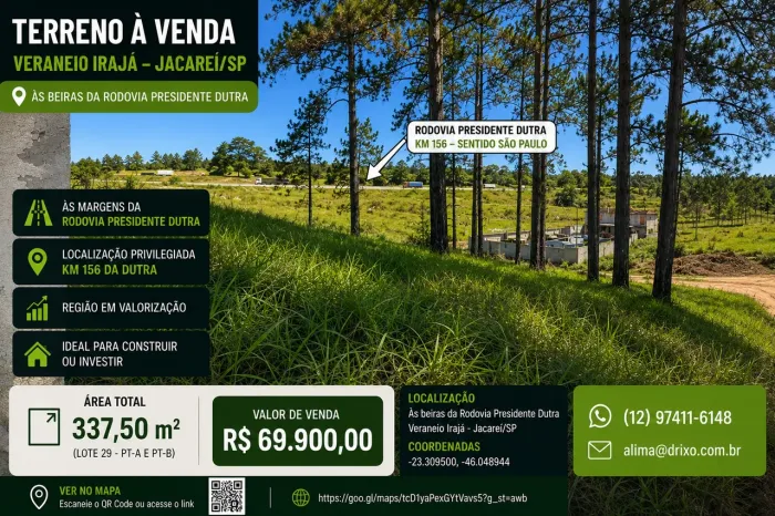 TERRENO À VENDA - VERANEIO IRAJÁ | JACAREÍ/SP
