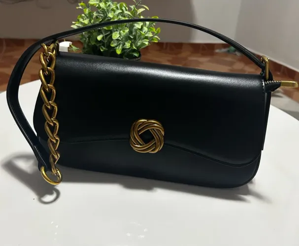 Bolsa Baguete Média Soft Alça Ombro Preta