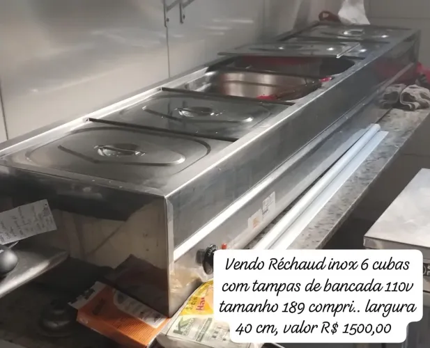 Banho Maria Réchaud 6 cubas todo inox 110v