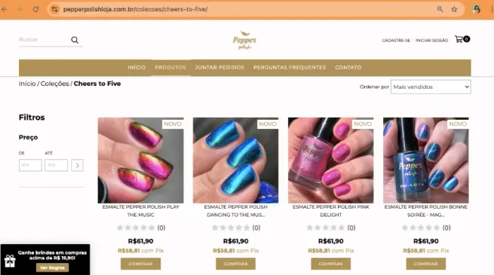 Esmalte pepper polish 8 unidades - 50 cada