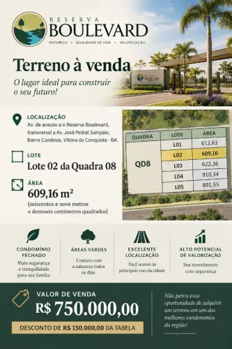 TERRENO À VENDA - RESERVA BOULEVARD