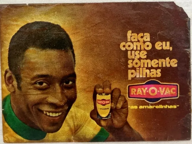 Anúncio Publicitário - Pilhas Rayovac - Pelé - Anos 70 - 10x13cm - Raridade