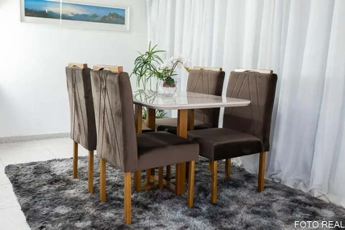 Mesa de Jantar Lisy Tampo MDF e Vidro - Frete Grátis - 10x S/ Juros - Receba Hoje