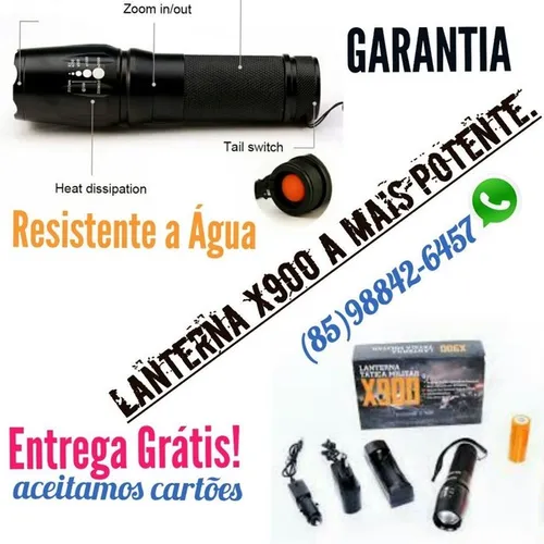 Super lanterna tática potente led bateria recarregável entrega Grátis