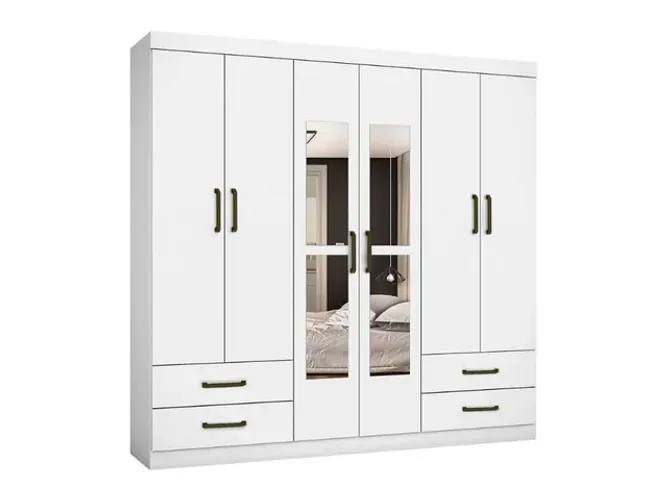 Guarda-Roupa Hércules c/ espelho 6 portas e 4 gavetas l22m