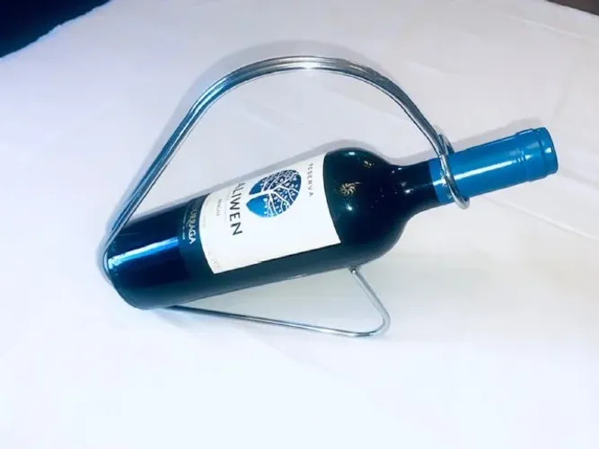 Descanso para Garrafa de Vinho, cromada, estado de novo