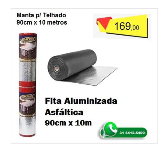 Manta Aluminizada asfáltica para telhados e vazamentos