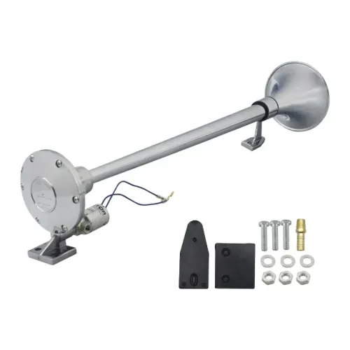 Buzina ar 1 Corneta Cromada 740mm Com Valvula 12v 24v Maritima