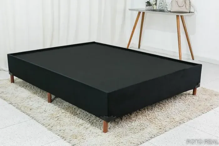 Base Box Casal Zeus Sued Preto Até 12x - Frete Grátis