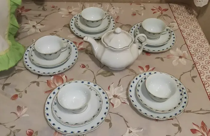 Vintage - Conjunto de chá e bolo em porcelana Real anos 1960