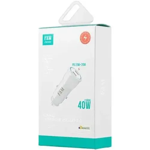 Carregador Veicular Tipo C/ C 2 Entrada 20w + 20w<br>