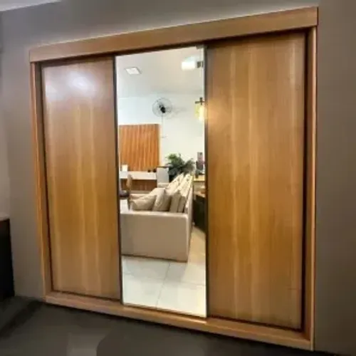 Guarda Roupa 2.19M C/3Ptas Correr C/Espelho Compacto. Produto Novo Direto de Fábrica.