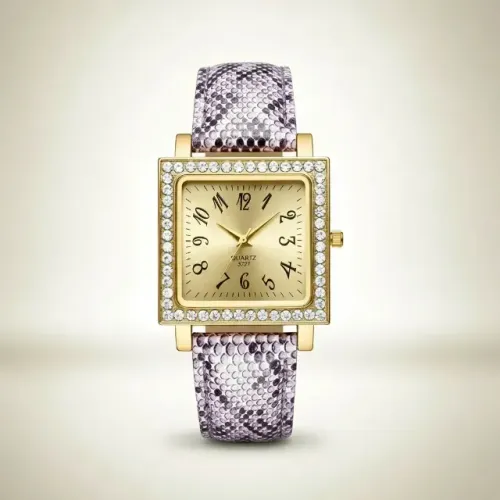 relógio feminino quadrado cristais quartzo