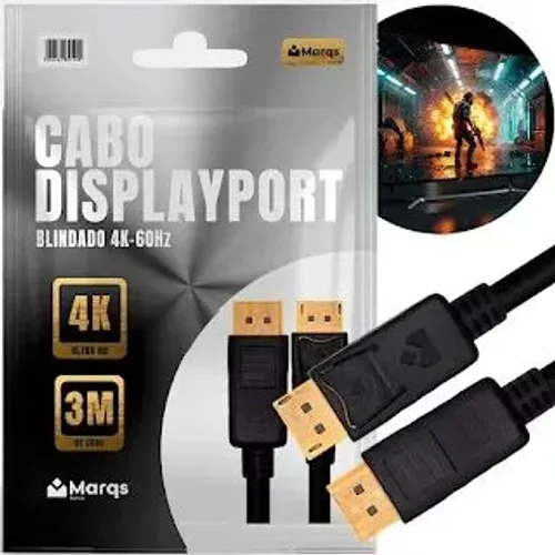 Cabo DisplayPort Blindado 4K - 3 Metros - Marcas