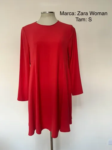 Vestido vermelho Zara Tam. P manga longa elegante a noite 
