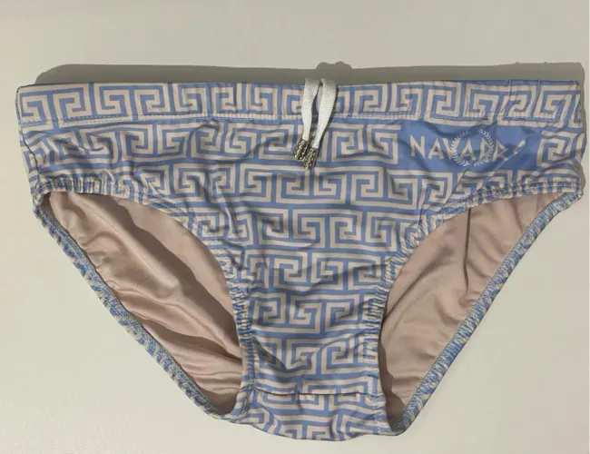 Sunga Slip Navarro Estampa Grega Azul - P