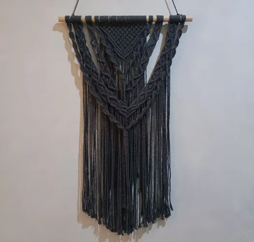 Macramê Painel Decorativo Cinza- 50x90cm | Arte e Design