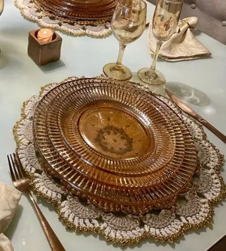 Jogo pratos cristal âmbar